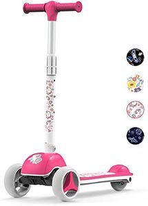 Mountalk Foldable Kids Scooter for Kids Ages 3-5/6-12 Years, 3 Wheels Scooter for Boys and Girls with Adjustable Heights and LED Wheels(Unicorn)