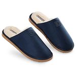 DUNLOP Mens Slippers Open Back, Comfy Memory Foam Men Slippers with Rubber Sole, Indoor Outdoor Anti Slip House Shoes Comfort Plush, Gifts for Men (Navy, 8 UK, Numeric_8)