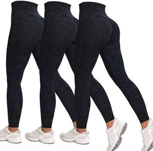 Aoxjox High Waisted Workout Leggings for Women Tummy Control Buttery Soft Yoga Metamorph Deep V Pants 26" (Cloud Black 3 Pieces Pack, Small)