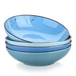vancasso Navia Oceano Pasta Bowl Soup Bowl Set 8in Ceramic Soup Plate, Stoneware Vintage Look Blue Dinnerware Tableware, 900 ml Ramen Noodle Bowl Set of 4
