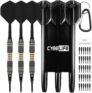 CyeeLife Dardos de Punta de plástico – Juego de Dardos Profesional de Punta Suave de 18 Gramos con Funda de Transporte y 30 Puntas de Dardos adicionales para Tablero de Dardos electrónico (Negro)