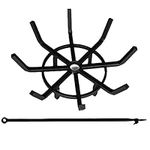 Americangaslogs Inch Log Grate Wrought Iron Fire Pit Round Spider Wagon Wheel Firewood Heavy Duty 0.9in Bar Fireplace Stove Burning Rack Holder 4Legs Chimney Hearth Kindling Stacking BG275 (18 Inch)