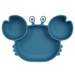 Vicloon Baby Suction Plate, Baby Plate Silicone Suction Toddler Plates, Self Feeding Training Divided Plate, Non Slip Silicone Baby Weaning Plate for Most Highchairs Trays (Dark Blue