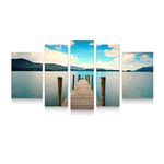 Startonight Canvas Wall Art Bridge on the Shore - Beach 71 Inches Set of 5