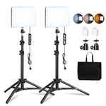 Scrhot 2-Pack LED Photography Video Lighting, 15W Studio Lights with 51.9'' Tripod Stand, 2800-8400K Dimmable USB Continuous Lighting for Video Recording/YouTube/TikTok/Live Streaming/Make up/Vlogging