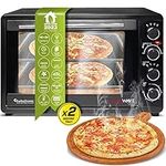 TurboTronic EV45 Electric Mini Oven 45L - Double Glazed Compact Table Top Oven with Timer for Baking, Grilling, Rotisserie, Pizza, Toast and Reheating - Comes with Rotisserie Skewer, Baking Trays