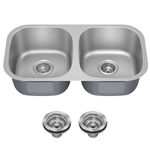 Kraus KBU22 32 inch Undermount 50/50 Double Bowl 16 Gauge Stainless Steel Kitchen Sink