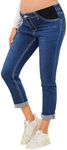 JIMYICLR Maternity Jeans for Women Comfy Stretch Slim Pregnancy Jeans Mid-Rise Under Belly Denim Pregnancy Pants with Pockets