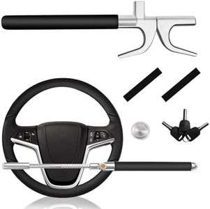 Steering Wheel Lock,Wheel Lock,Universal Retractable Car Steering Wheel Lock,Vehicle with Adjustable Anti-Theft Protection with Bonus Safety Hammer - Suitable All Cars, Gifts.