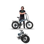 EMotorad Doodle Pro Fat-Tire Foldable Electric Mountain Bike – 250W Rear Hub Motor, 12.75Ah Removable Li-ion Battery, C6+ Display, Front/Rear Lights with Side Indicators (Doodle Pro, Military Blue)