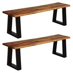 Giantex Set of 2 Wooden Dining Bench Seating Chair Rustic Indoor &Outdoor Furniture