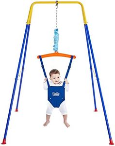 FUNLIO Baby Jumper with Stand for 6-24 Months, Infant Jumper for Indoor/Outdoor Play, Toddler Jumper for Baby Girl/Boy, with Adjustable Chain, Easy to Assemble & Store (with Stand)