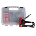 Staple Gun - 3-Way Stapler for Fabrics, Wood, Crafts, Construction, and Bulletin Boards - Staples and Carrying Case Included by Stalwart (Red)