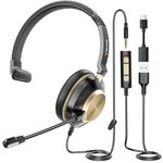 Headset with Mic,USB Headset with Microphone,Computer Headset with Noise Cancelling Microphone for Laptop PC,Mute in-line Controls