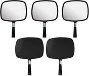 MIRRORVANA Pack of 5 Large & Comfy Hand Held Mirrors - Buy Cheap in Bulk for Wholesale Discount Savings - Suitable for Barbershop, Professional Hairstylist and Beauty Salon (Black)