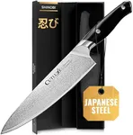 Cutluxe Shinobi Damascus Chef Knife – 8" Damascus Kitchen Knife, Japanese Blade, AUS-10 Steel – Razor Sharp – Full Tang & Ergonomic G10 Handle Design