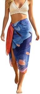 MissShorthair Women Beach Sarong Chiffon Swimsuit Cover Ups, High Slit Vacation Pareos Swimwear Bikini Wrap Bathing Suit Dark Blue