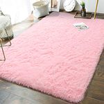 Andecor Soft Fluffy Bedroom Rugs - 5 x 8 Feet Indoor Shaggy Plush Area Rug for Boys Girls Kids Baby College Dorm Living Room Home Decor Floor Carpet, Light Pink