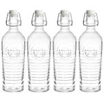 Nicunom 4 Pack Flip Top Glass Bottle, 40 Oz. / 1.2 Liter Clear Glass Pitcher Airtight Seal Swing Top Brewing Bottle for Beverages, Oils, Kombucha, Beer, Kiefer, Water, Soda