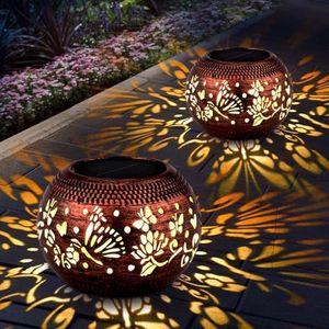 Butterfly Solar Lantern Outdoor Patio Decor 2 Pack