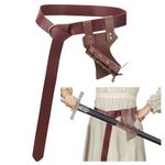 NBEADS Leather Sword Holder, 148x4cm Medieval Belt and 21.9x16.5cm Scabbard Weapons Swords Carry Case Leather Storage Bag Medieval Knight Back Scabbard for Halloween Playing Cosplay, Coconut Brown