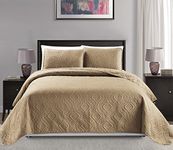 Mk Collection King/California king over size 118x106 3 pc Diamond Bedspread Bed-cover Embossed solid Taupe New by MK Home