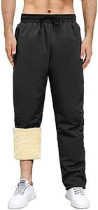 Oleda Mens Sweatpants Fleece Lined Pants Waterproof Snow Ski Pants Winter Warm Hiking Pants Thermal Jogging Pant Sherpa Track Pants with Drawstring(Black,M)