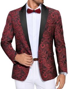 COOFANDY Mens Floral Tuxedo One Button Luxury Shiny Blazer Dinner Party Prom Wedding Suit Jacket