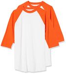 Soffe Kids' Baseball Jersey T-Shirt, White/Orange (2 Pack), Large