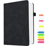 UIRIO EXTRA THICK Notebooks and Journals - College Ruled Notebooks for School - 365 Numbered Pages Year-Round Use - 100 GSM Premium Lined Paper Daily Journals for Women, Men, Work, Writing (Black, A5)