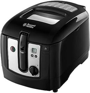 Russell Hobbs Electric Deep Fat Fryer, 3L Capacity/can Cook 1.2kg Food, Digital Timer, Large Observation Window, Non-Stick Coated pan, Adjustable Thermostat, Handle Lift System, 2300W, 24580