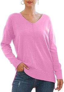 Jouica Women's Winter Sweater Breeze Light Knit Casual Sweater with High Low Hemline,M Pink,3X-Large