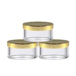 Packcess 50g Acrylic San Jars, Empty Round Refillable Cosmetic Jars/Containers with Black Lid, 50ml Storage Jars for Creams, Moisturizer, Lip Balm, Scrub, Lotion, Glitter, DIY & Makeup (Set of 12)