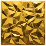 Kayra Decor 3D PVC Wall Panels - Diamond Design Suitable for for Living Room and Ceiling Decoration (19.7” x 19.7”, Covers 8.07 Sq. ft. Gold Color) (Pack of 3) PVC Panel for Home Kitchen and Office