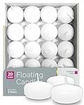 HYOOLA Premium White Floating Candles Pack of 20 - Burn Time 3 Hours - 1.75 Inch White Candles - Made in Europe