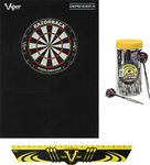 Viper Defender III Backboard & Sisal/Bristle Steel Tip Dartboard Bundle: Elite Set (Razorback Dartboard,Defender III Backboard, Edge Throw Line, 21pc Jar of Darts)