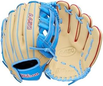 Wilson 2026 A450 12" Baseball Glove - Right Hand Throw, Blonde/Cool Blue/Red