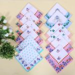 Kuber Industries Handkerchiefs | Soft Cotton Hankies for Woman | Hankies for Girls | White Border Ladies Hanky | Skin Care Hanky for Girls | Set of 12 | Multi