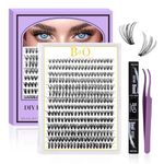 B&Qaugen DIY Lash Extension Kit 280 PCS Individual Eyelash Extension Kits 0.07D 30D 40D Cluster Lashes Kits Lash Glue Remover and Applicators for Eyelash Extensions Beginners(Kit-30D40D-0.07-D,9-16MIX)