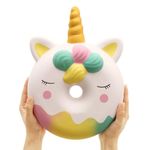 Anboor 13" Squishies Jumbo Unicorn Donut Kawaii Soft Slow Rising Scented Giant Doughnut Squishies Stress Relief Kid Toys