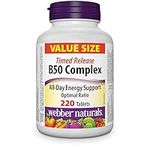 Webber Naturals Vitamin B50 Complex, Timed Release, 220 Tablets, Supports Energy Production and Metabolism, Vegan