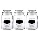 Gala Houseware Set of 3 Airtight Glass Jars with Lids, Round Clear Glass Canister Sets Sealed Lids, Glass Food Storage Containers & Kitchen Organizers (Each: 34 oz, D:4.3" x H:6.9")