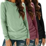 Zeagoo 3 Pack Womens Lightweight Long Sleeve Tops Crewneck Basic Shirts Tunic Casual Fall Outfit Clothes