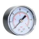 Mechanical Pressure Gauge Manometer Measuring Tool 1/8inch BSPT Back Connection for Air Oil Water Measurement (0-60psi,0-4bar)