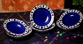 Yourowndcor Ceramic Umrao Hand-Painted Deep Pasta Plate| Soup Plate | Snack Plate |Microwave Safe, Oven Safe |Set of 6 Plates 7 inches |Microwave Safe & Oven Safe|