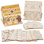 Baker Ross FX295 Gingerbread House Wooden Kits - Pack of 2, Christmas Decorations Kids Wood Craft Kit, DIY Christmas Decor