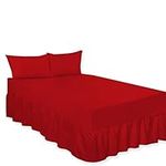 ARLINENS Plain Dyed Polycotton Fitted Valance Sheets in following Colours and Sizes (DOUBLE, Red)