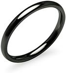 Silverline Jewelry Black IP Tone High Polish 2mm Plain Comfort Fit Wedding Band Ring Stainless Steel, Size -61/2