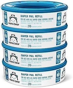 Amazon Brand - Mama Bear Diaper Pail Refills for Diaper Genie Pails, Unscented, 1080 Count (4 Packs of 270 Count)