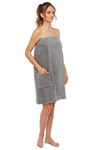 Arus Women's Bathrobe GOTS Certified Organic 100% Turkish Terry Cotton Robe Adjustable Closure Bath Wrap, Gray, Medium